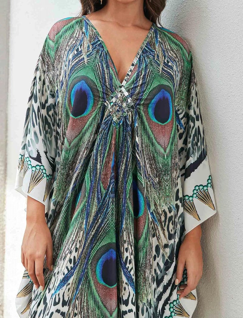 KECVOT Kaftan Dresses for Women Plus Size Batwing Sleeve Caftans Long Bathing Suit Cover Up Maxi Beach Dress Loungewear - Image 5